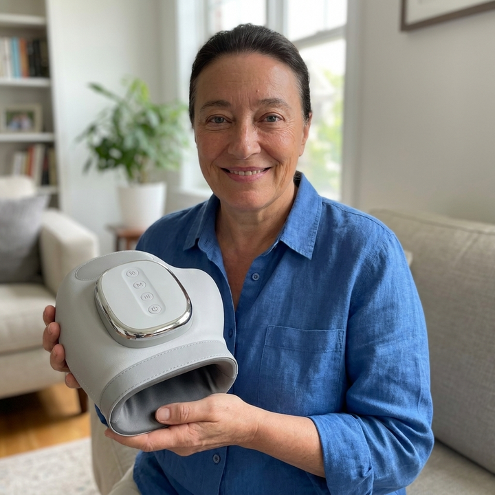 Customer holding the Nuvoira Restore Pro